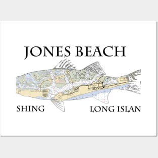 Fishing Jones beach nautical striped bass shirt long island, stickers, decal Posters and Art